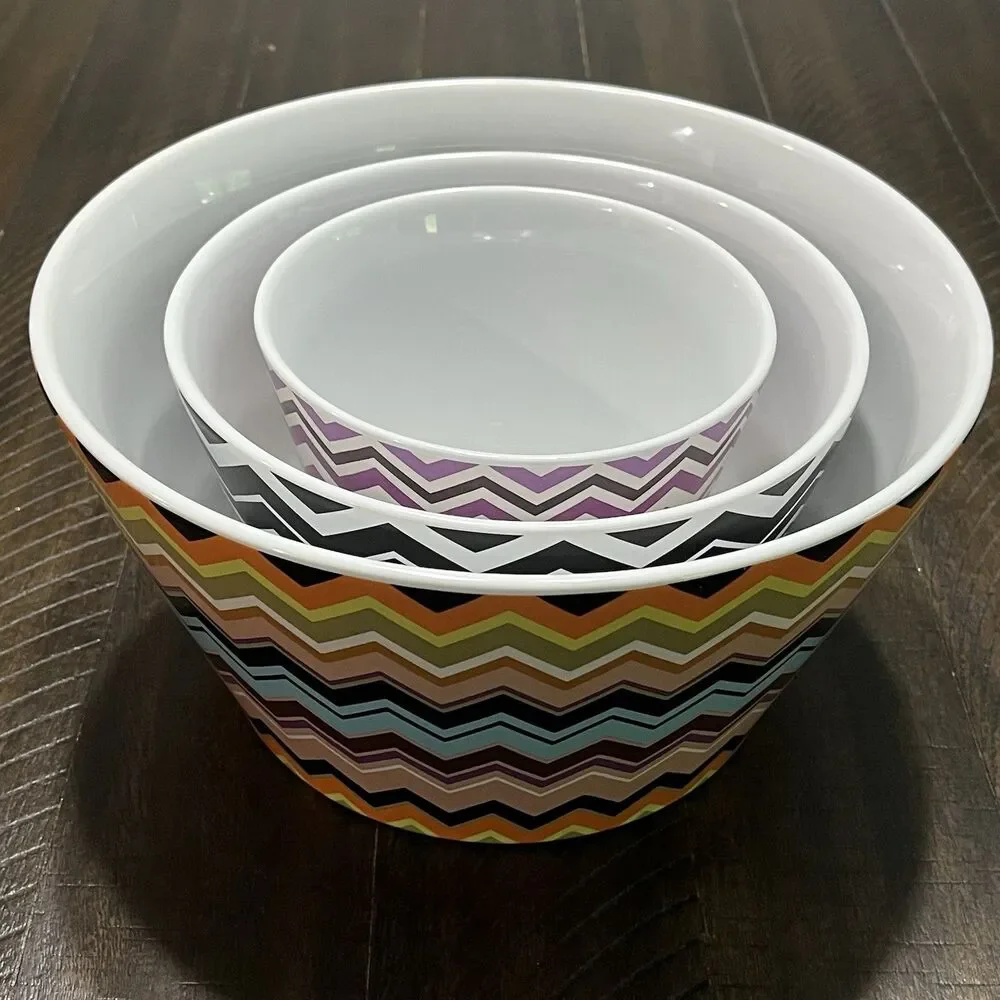 Missoni for Target 3pc Serving Mixing Bowl Set Nesting Bowls Colorful Geometric